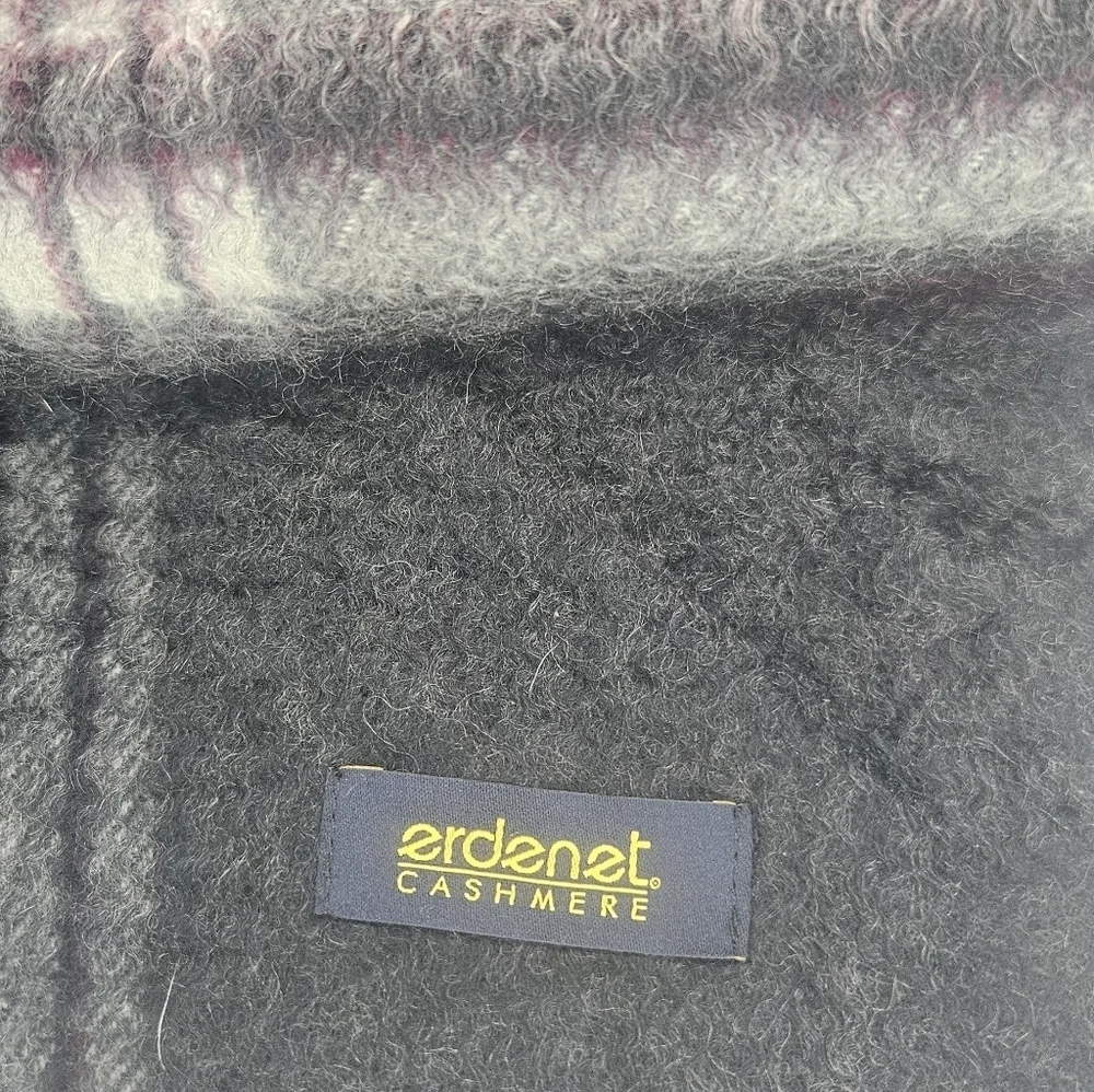 Erdenet Men’s 100% Cashmere Scarf Gray Plaid Soft Warm 64